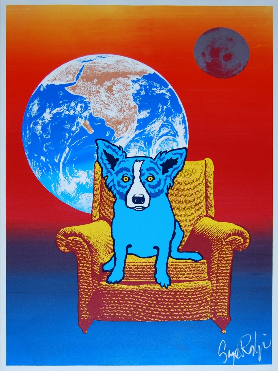 George Rodrigue Blue Dog Strato Lounger Split Font 2 Silkscreen