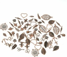 10 Assorted Charms Antique Copper Tone Mixed Pendants Jewelry Making Supplies