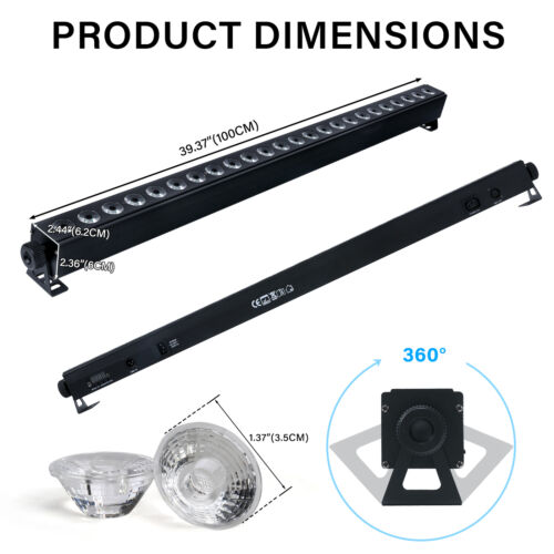 24 LED RGB Wall Wash Light Bar DMX Stage DJ Disco Party Club Lights With Remote - Picture 8 of 9