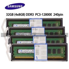 Samsung DDR3 32GB 4x8GB PC3-12800E 1600 MHz ECC Unbuffered UDIMM for Workstation