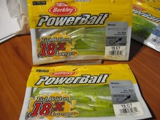 2 Packs Berkley Soft Fishing PowerBait 3" Split Tail Minnow Chartreuse Shad