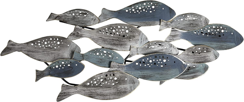 . School of Fish Modern Metal Wall Art, Perfect for Coastal, Nautical, Beach, or