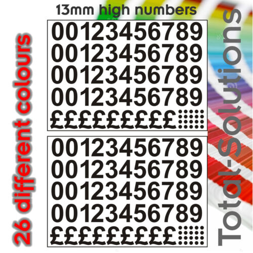 13mm (1/2 inch) Numbers & Pound Symbols for pricing items - Self Adhesive Vinyl - Afbeelding 1 van 26