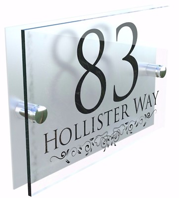 Deko Hausnummer Schild Glasoptik Acryl Schild Türschild Name Wand