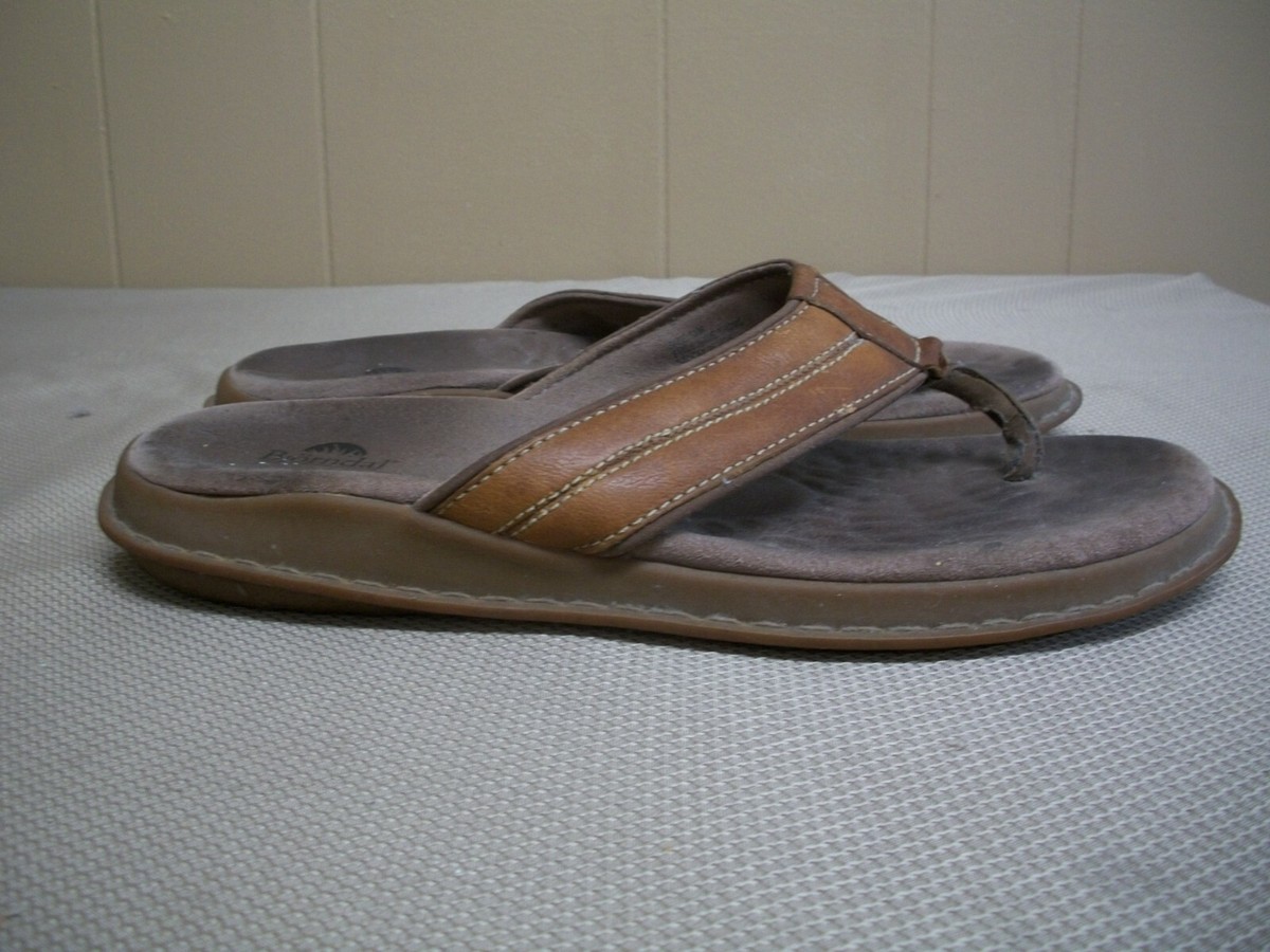 BJORNDAL COMFORT THONG SLIP-ON SANDALS BROWN LEATHER MENS  display picture 2