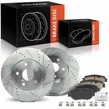 6Pcs Front Side Drilled Brake Rotors + Ceramic Brake Pads for Lexus IS250 GS300