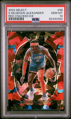 最終値下げOKC Shai &ATL Nickeil サイン入り未使用バッシュ 2022 Panini Select #56 Shai Gilgeous-Alexander RED CRACKED ICE PSA