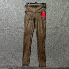 Spanx Faux Leather Leggings Women's Size S Bronze Metallic Shaping Waist NWT