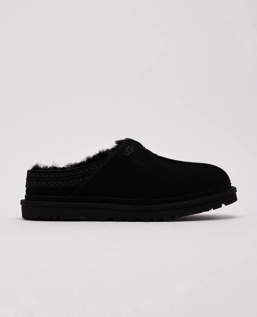 ugg classic slip on mens size 12 shoes black suede fur lined comfort slippers Men main image 3