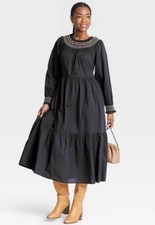NWT Women's Balloon Long Sleeve Tiered Dress with Pockets - Universal Thread XS