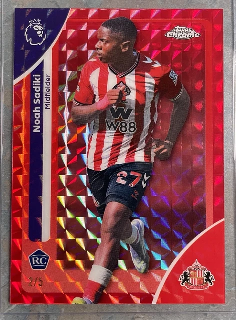 Topps 2026 Chrome Premier League Noah Sadiki Sunderland Red Rookie /5 ✨ + Extras