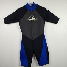 ASD Shorty Wetsuit Youth Medium Black Blue Neoprene Back Zip Surf Swim Dive USA