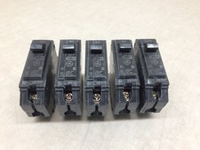 Lot of 5 GE General Electric 30A Single Pole Circuit Breakers THQB
