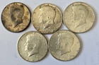 1964 KENNEDY HALF DOLLAR, 90% SILVER,  LOT OF 5