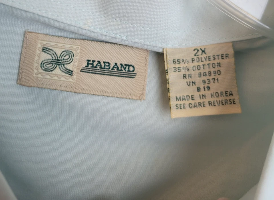 Camisa vintage Haband azul claro bordada pintuck abotonada para mujer talla 2X Foto 2 de 4
