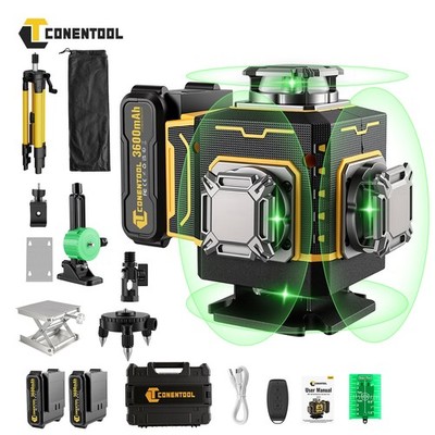 Laser Level 16 Line Wasserwaage 4D 360° Kreuzlinienlaser Selbstnivellierend Set