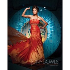 CLEARANCE WAS $513 Tony Bowls Orange Fit & Flare Dress w/ Ruffle 111726  14