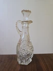 Vintage Anchor Hocking EAPC Star of David Glass Vinegar Oil Cruet with Stopper