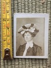 Antique 1900s Woman Portrait Large Bow Hat Edwardian Photo