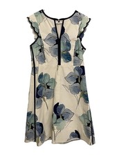 Tory Burch Edith Floral Midi Shift Dress Sz 6 Sleeveless Watercolor Iris Office