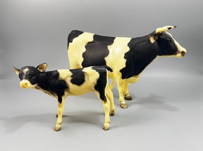 Vintage Breyer Holstein Black White Cow and Calf Set Figures