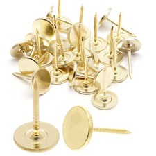 100 Pcs Gold Flat Head Thumb Tacks Upholstery Nails Furniture Decor 17mm