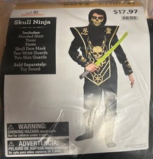 New Way To Celebrate Skull Ninja Halloween Costume 8 Pc Boys Sz L 10/12