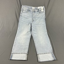 Nicole Miller Womens Jeans Cuffed Relaxed Straight 14 Blue Cotton NWT MSRP 99