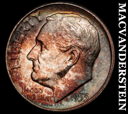 1953 Roosevelt Dime- Silver Choice Gem Brilliant Unc Color Luster #i9582