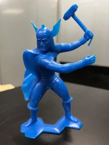 Vintage Thor Blue Plastic Toy Figure 5 7/8" 1967 Marvel Comics Marx