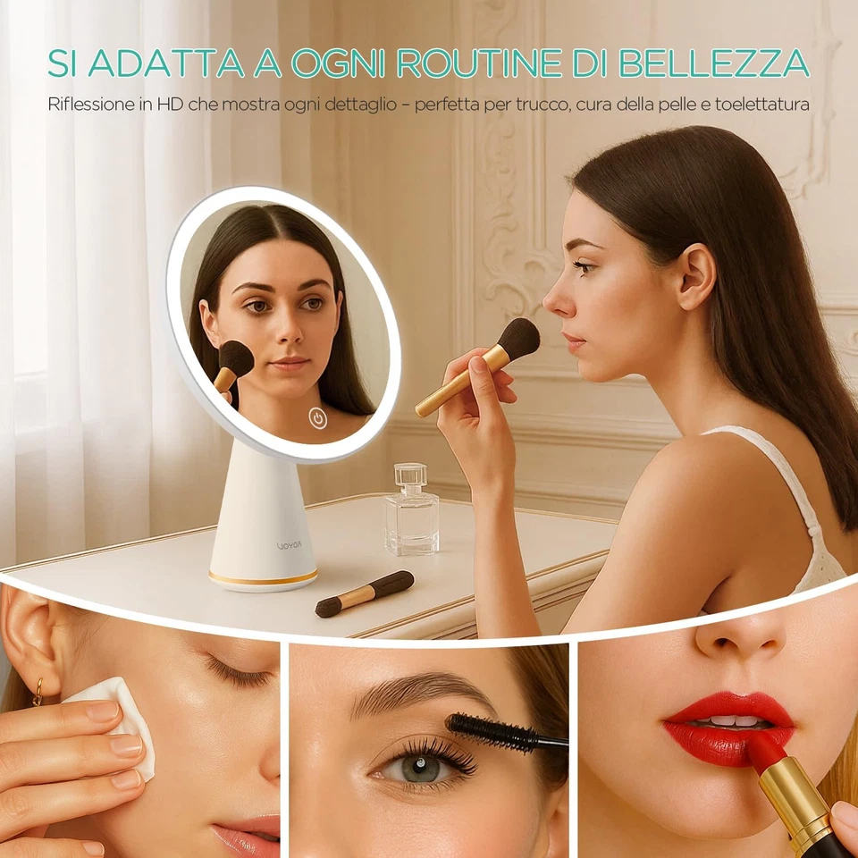 Specchio Trucco Con Luci Rimovibile Specchio Da Tavolo Angolo Regolabile Specchi - Immagine 3 di 4