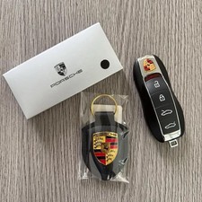Genuine Porsche Leather Fob Keychain, Black C...