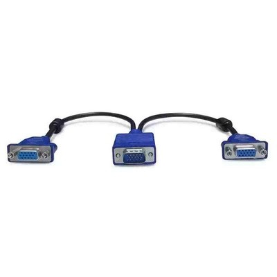 VGA 1 To 2 Splitter Cable SVGA   LCD PC Dual   Mirror Screen #to