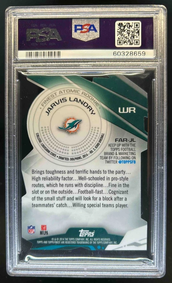 2014 Finest Jarvis Landry Atomic Refractor Rookies RC #FAR-JL Dolphins PSA 10 - Image 2 of 2