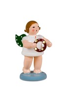 Weihnachtsfigur Engel Und Schellenring HöHe 6,5Cm NEU Bote Gottes Holzengel