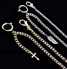 Pair Of Gold Plated & Stainless Steel Pocket Watch Chains  With Ornate Fobs.