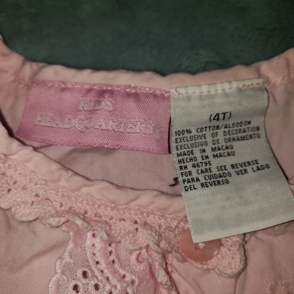 Vintage Kids Headquarters Girls Shirt 4T Button Down Sleeveless Butterfly Flower - Image 3 of 4