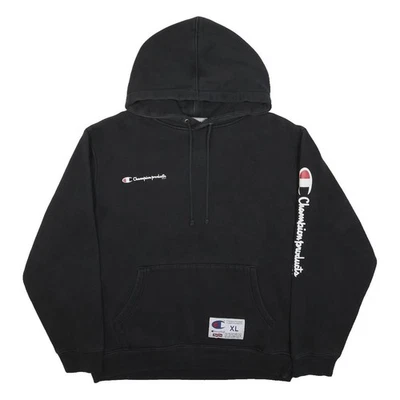SUPREME X CHAMPION Hoodie Noir Homme Coton Col Rond XL Sweat à Capuche - Photo 1/4