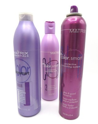 MATRIX COLOR SMART SHAMPOO 17OZ & CONDITIONER 13OZ GLOSS & GUARD HAIRSPRAY 10OZ