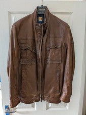 Hugo Boss - Brown Leather Jacket Mens Large