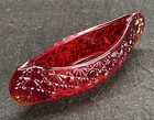 6" Fenton Amberina Orange Glass Daisy & Button Canoe Shaped Trinket Ring Dish (D