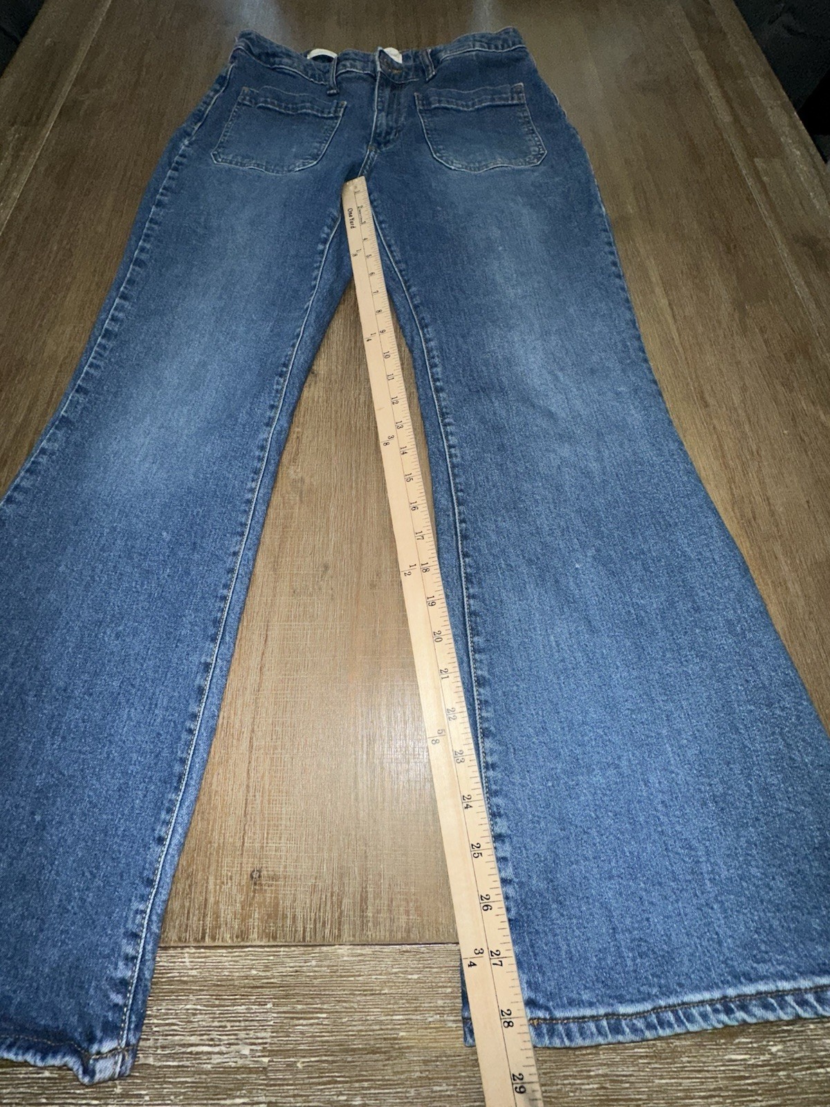 Universal Thread High Rise Flare Patch Pocket Blu… - image 11