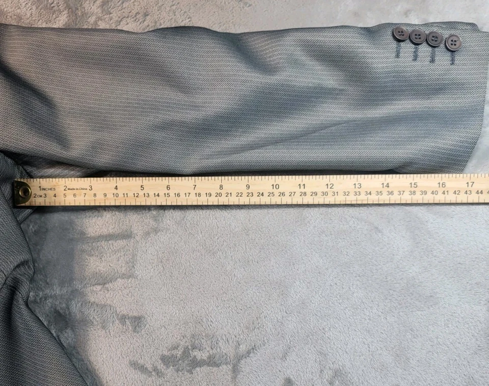 The George Martin Collection 男式 2 件套四扣西装灰色条纹内衬 42 — 第 3/4 张图片