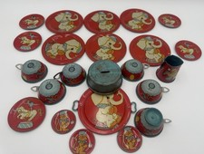 1948 Ohio Art 158 Circus Tin Toy Tea Set Vintage Collectable Antique Childs Toy