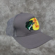 Bass Pro Shops Mesh Hat Ball Cap Gray Fishing Mens Snapback Adjustable