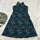 Prana Womens Jewel Lake Dress Size L Nautical Leaves Floral Blue Green Active