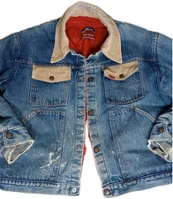 Vintage 1970s Mens Buckaroo Big Smith Trucker Jacket Thrashed Denim Classic 48