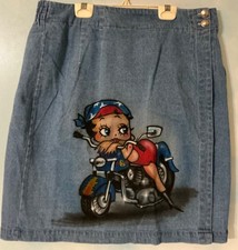 vintage custom betty boop denim skirt full open 16 W