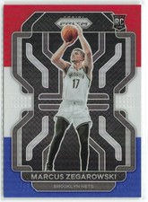 Marcus Zegarowski RC 2021-22 Panini Prizm Red White Blue Brooklyn Nets #300