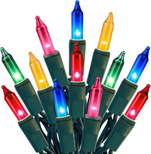Christmas Lights 100 Count Multicolor Christmas Tree String Lights with Green
